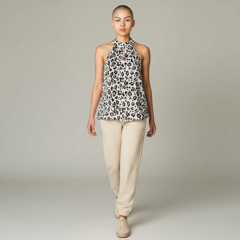 Blue Rain Leopard Print Sleeveless Top